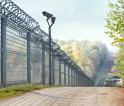 An illustration image of a border control fence in the border zone.