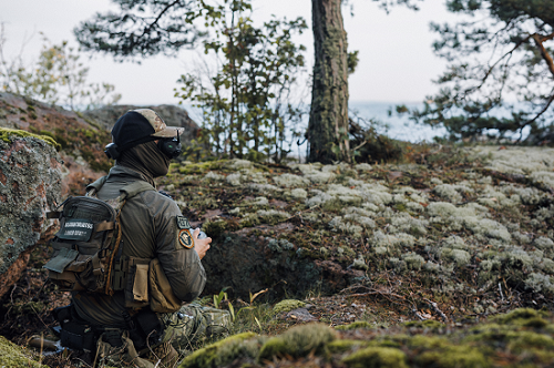 Beredskapsplutonens operatör under övningen.