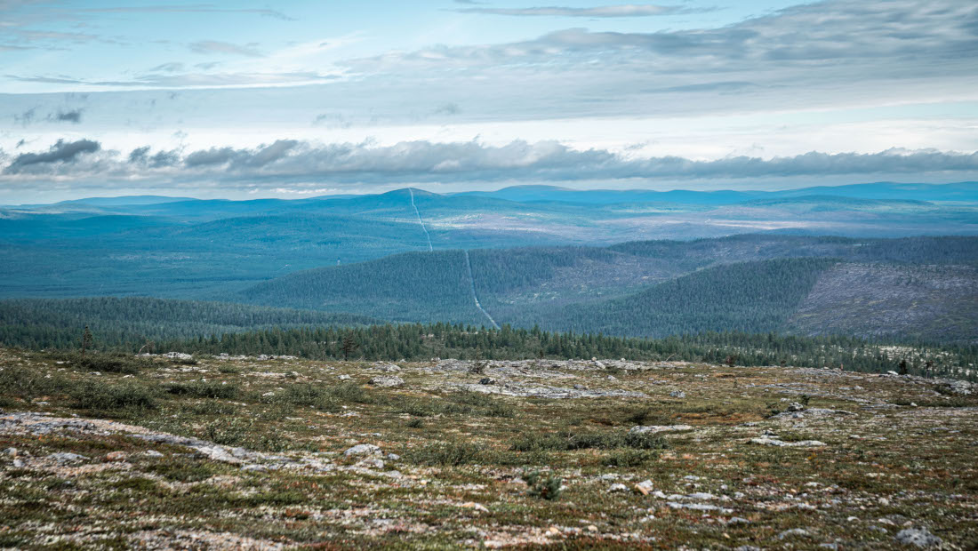 Landskapet från fjällarna i Lappland.
