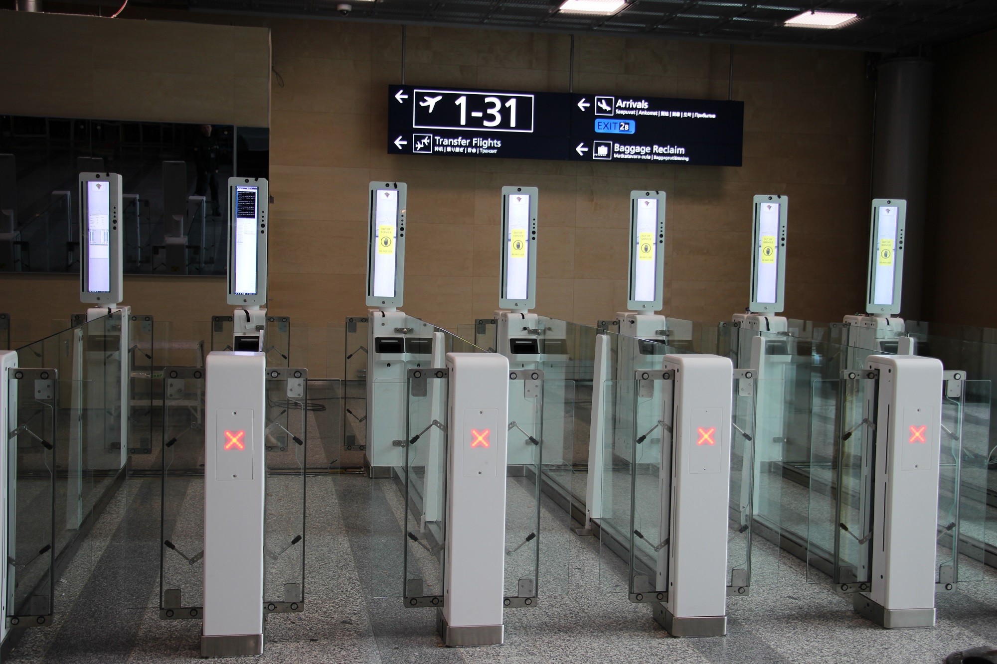 Automated border crossing gates at Helsinki-Vantaa airport