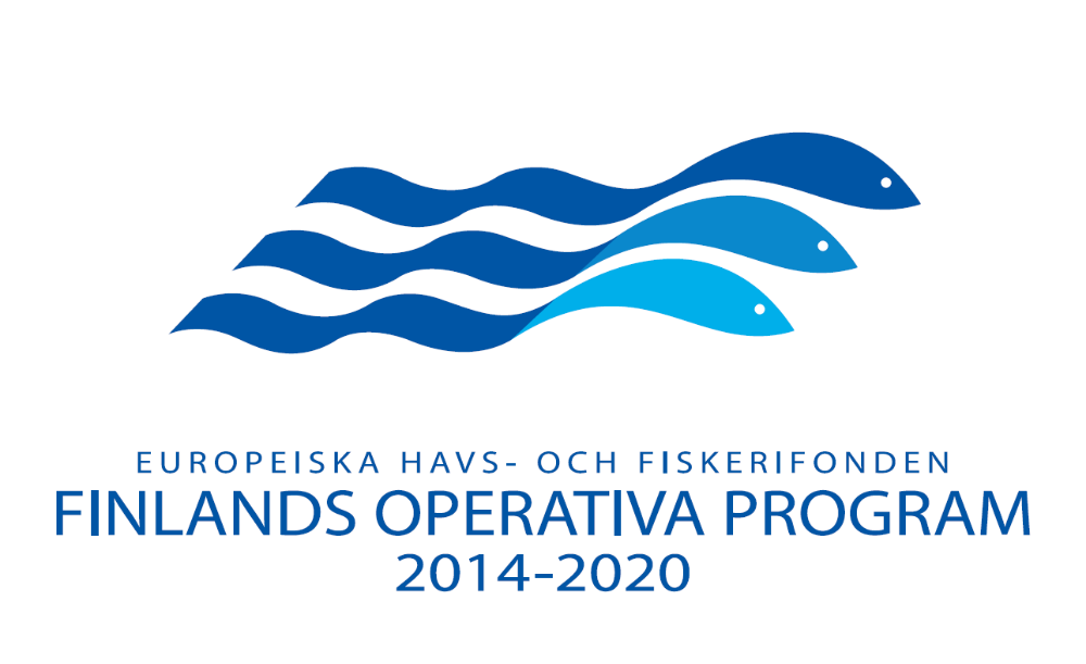 Logotyp. Europeiska havs- ovh fiskerifonden: Finlands operativa program 2014-2020.