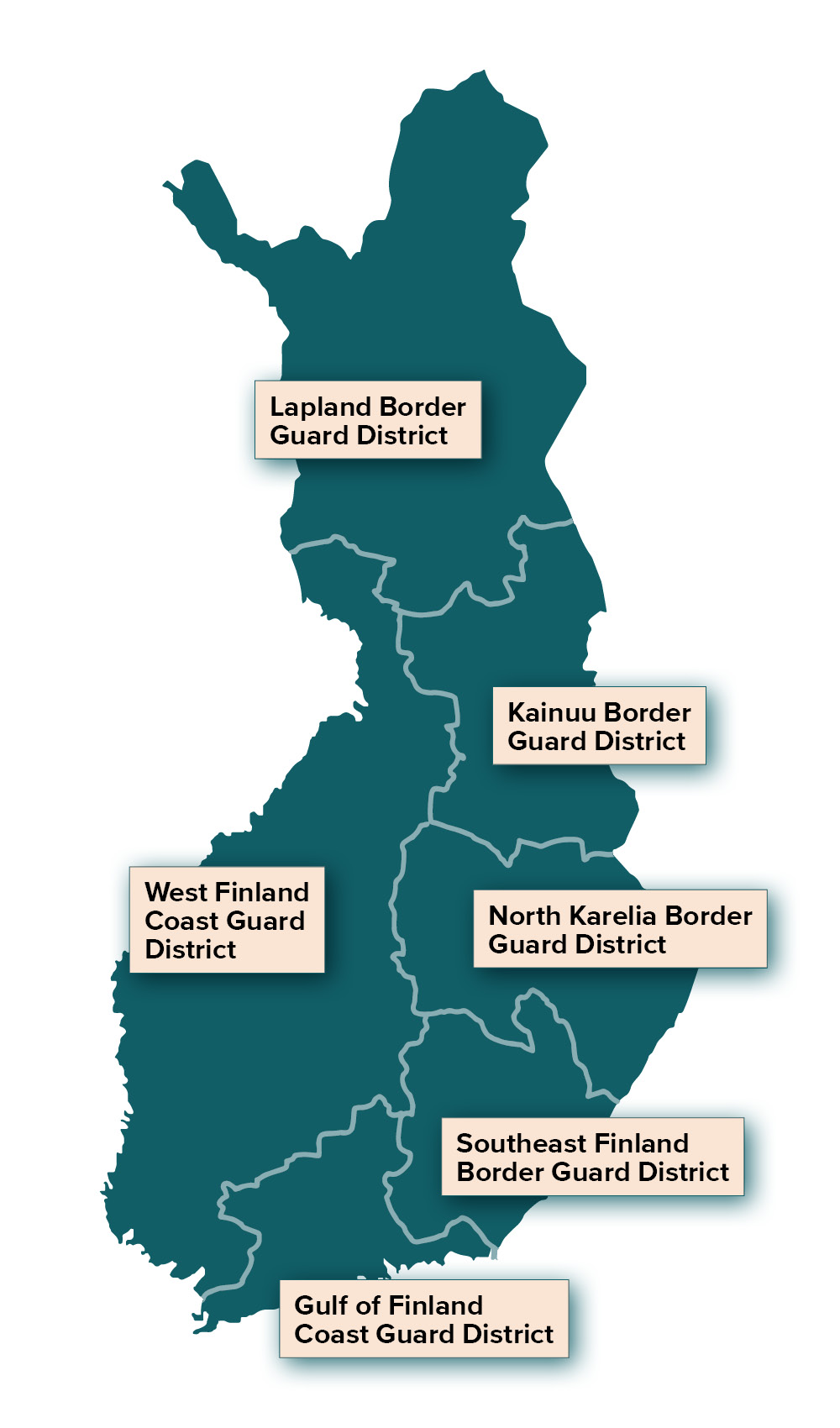 Map of the Border Guard and Coast Guard Districts.