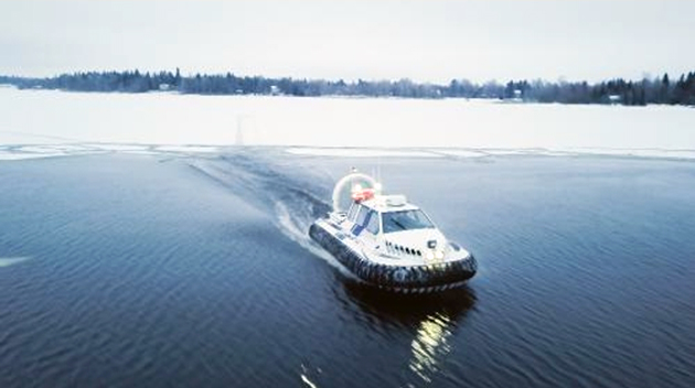 Hovercraft in water.