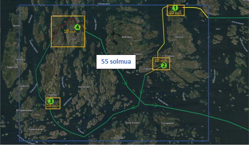 Område med hastighetsbegränsning i havsområdet vid Kasnäs.